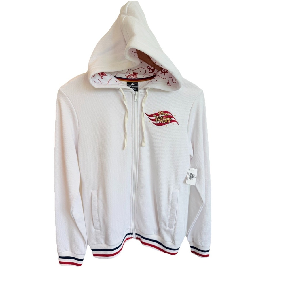 Disney Cruise Line Disney Wish Full Zip Hoodie Jacket White Adult Small NWT